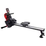 Stamina Products X Magnetic Home Indoor Compact Rowing Machine Rower with Built-In Wheels, LCD Monitor, Bottle Holder, & Smart Workout App, Black/Red