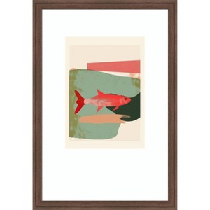 Amanti Art Red Fish Abstract by Nadjaa Wood Framed Wall Art Print 18 in ...