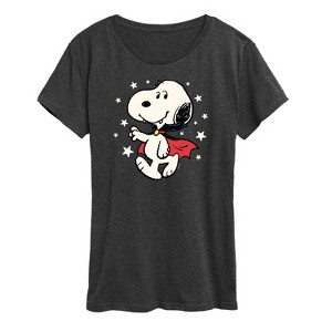 Women's - Peanuts - Snoopy Vampire Stars Glow In The Dark Short Sleeve Graphic T-Shirt - 1 of 4
