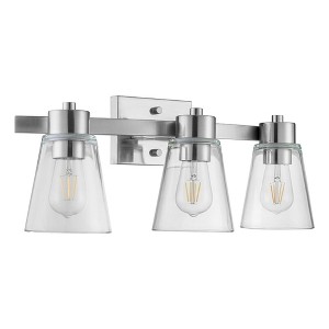 Prominence Home Fairendale 3 Light Bathroom Light Fixtures, Wall Mount Vanity Lights Over Mirror with Clear Glass Shades, Brushed Nickel - 1 of 4