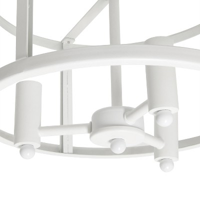 13" White Glass and Metal Semi-Flushmount Ceiling Light