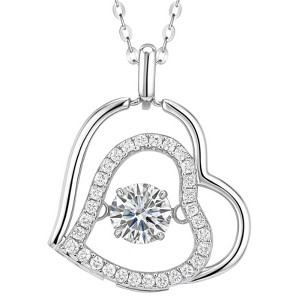 Moissanite Heart Necklace for Women, 0.5 Carat Pendant with 925 Sterling Silver Necklace, Anniversary Christmas Valentines for Mom Wife Girlfriend - 1 of 4
