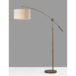 Adler Arc Floor Lamp Antique Brass - Adesso: Adjustable, Mid-Century Modern, ETL Listed - 1 of 4