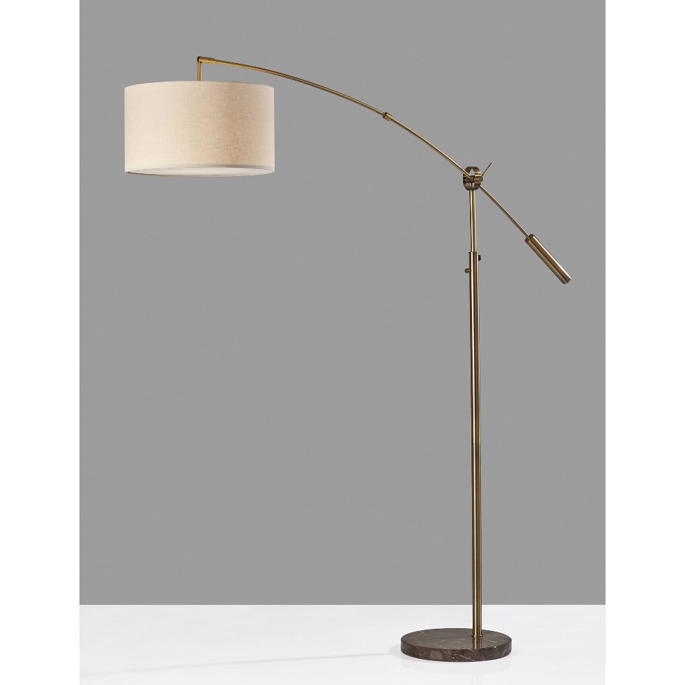 Photos - Floodlight / Street Light Adesso Adler Arc Floor Lamp Antique Brass - : Adjustable, Mid-Century Modern, ETL Listed 