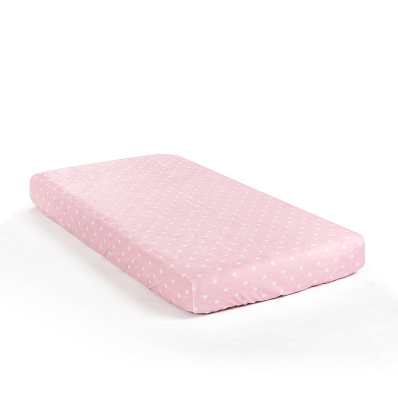 Lush D&#233;cor Elephant Stripe Plush Fitted Crib Sheet - Dots Pink, 1 of 7