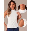 Allegra K Women's Mock Neck Summer Knit Ribbed Sleeveless Blouse - 2 of 4
