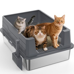 Large Cat Litter Box 28x20 Inches, High-Sided Enclosed Litter Pan with Low Entry, Non-Stick Bottom for 3+ Cats, Senior & Overweight Cat Friendly - 1 of 4