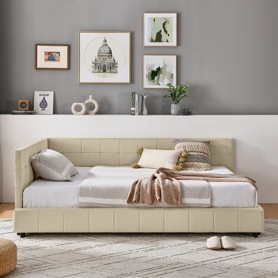 Full Size Upholstered Tufted Bed Frame, Sofa Bed Frame With Backrest And Armrests, Full-Size Bed For Bedroom, Sofa Bed Modern-Cuddlewood