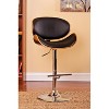 Modern Contemporary Swivel Walnut Bentwood Lift Adjustable Height Bar Stool with Curved Seat and Back (Black) - 3 of 4