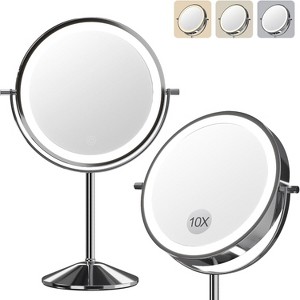 GustoWave 8" Double Sided Vanity Mirror, Makeup Mirror with Lights, Height Adjustable Lighted Makeup Mirror with 10x Magnification - 1 of 4