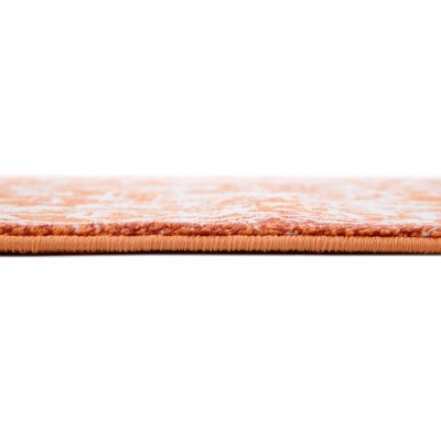 Terracotta and Ivory Abstract Easy Care Runner Rug