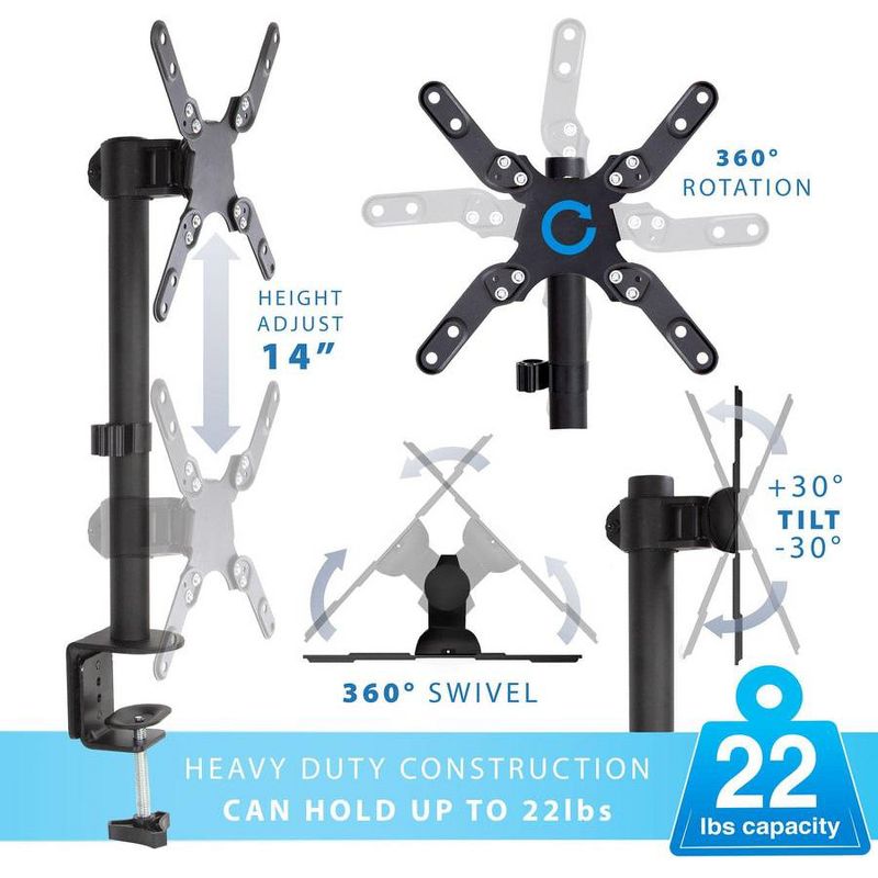 Mount-It! Ultra Wide Monitor Mount and TV Desk Mount | Heavy-Duty Height and Tilt Adjustable Monitor Stand for Screens up to 42", 4 of 11