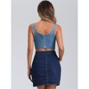 Allegra K Women's Denim Bustier Sleeveless Corset Crop Tops - 3 of 4