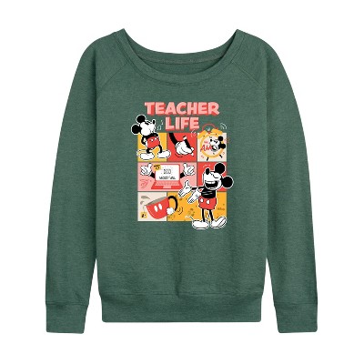 Women's - Disney - Teacher Life Lightweight French Terry Wide Neck Long Sleeve Shirt