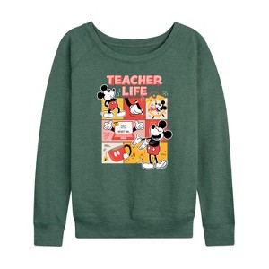 Women's - Disney - Teacher Life Lightweight French Terry Wide Neck Long Sleeve Shirt - 1 of 4