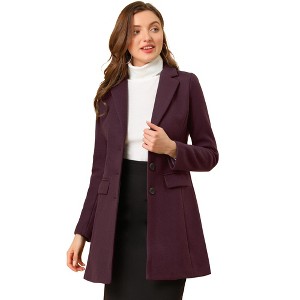 INSPIRE CHIC Women's Notched Lapel Single Breasted Outwear Fall coat - 1 of 4
