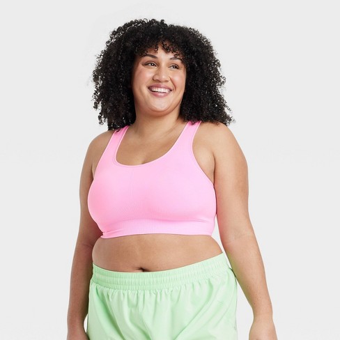 Women's Seamless Medium Support Racerback Midline Sports Bra - All In  Motion™ Pink 1x : Target