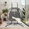 Double Patio Swing Egg Chair With Stand,Wicker Hanging Basket Chair With UV Resistant Cushions,Hammock Chair -Maison Boucle - 4 of 4