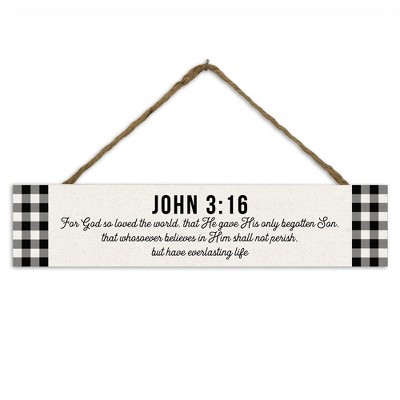 Creative Products John 3:16 Buffalo Check 17 x 3.5 Outdoor/Indoor Hanging Sign