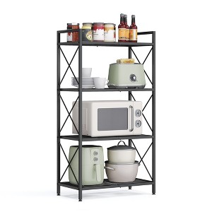 4-Tier Metal Storage Rack, 44.3 Inch Shelving Unit with X-Bar Frames & Adjustable Feet, 110 lb per Shelf, for Entryway Kitchen Bathroom, Ink Black - 1 of 4