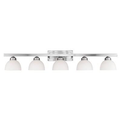 Somerset Brushed Nickel 5-Light Bath Vanity with Satin Glass