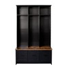 HDZNVF Modern Hall Tree with Entryway Bench, 3 Shelves and Drawers, Black - 3 of 4