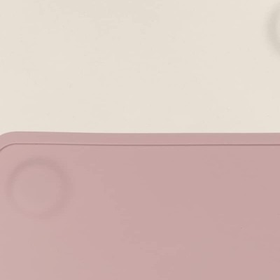 matte pink, off-white