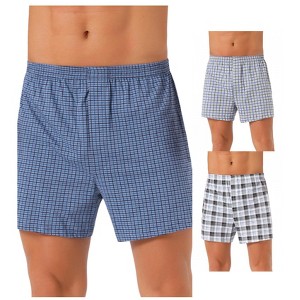 INSPIRE CHIC Men's 3 Pack Elastic Waistband Plaid Pattern Underwear Boxer Shorts - 1 of 4