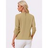 INSPIRE CHIC Women's Work Office Keyhole Pleated Front Ruched 3/4 Sleeve Chiffon Blouse - 4 of 4