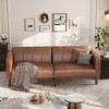 75" Convertible Futon Sofa Bed, PU Leather Couch, Loveseat，Modern Mid-Century Design for Small Apartments - 4 of 4