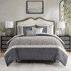 5 Pcs Stylish Transitional Jacquard Comforter Set, All Season Home Textile fits Modern Bedroom Decor - 3 of 4
