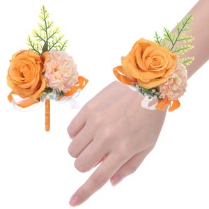 Unique Bargains Wedding Prom Parties Special Events Artificial Wrist Corsage 1 Set - 1 of 4
