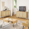 Fontoi Decorative Storage Cabinets, Sideboard Buffet Cabinet with 3 Rattan Doors, Modern Bar Cabinet for Kitchen Entryway, Brown, 15.5"*27.6"*47.2" - 3 of 4