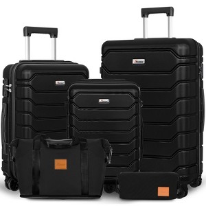 Romswi 5 Piece Luggage Set, 20 24 28 inch Travel Suitcase Lightweight PC+ABS Hardside Durable with TSA Lock, Cup Holder, Duffel Bag – Spinner Wheels - 1 of 4