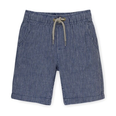 Hope & Henry Boys' Relaxed Linen Pull-on Short (dark Blue And Natural ...