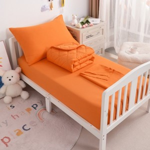 4 Piece Toddler Bedding Set, Soft Crib Bedding Set, Includes Quilted Comforter, Fitted Sheet, Flat Sheet and Pillowcase - NTBAY - 1 of 4