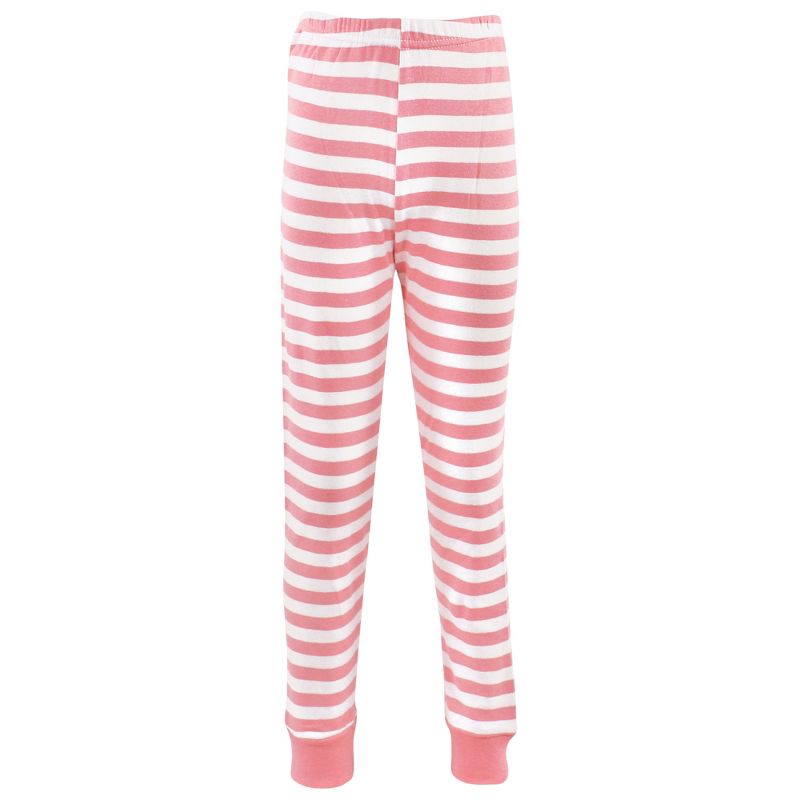Hudson Baby Infant Girl Cotton Pajama Set, Coral Stripe, 4 of 5