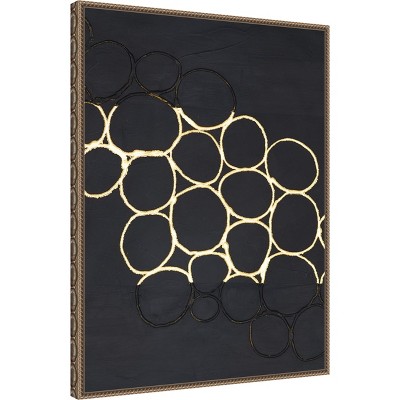 Gold Combo III Abstract Canvas Art with Bronze Frame