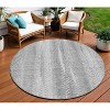 Silver Gray And Graphite Botanical Leaves Washable Indoor Outdoor Area Rug - 2 of 4