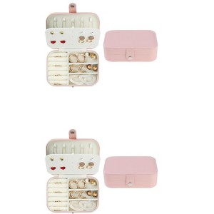 Unique Bargains Women's Travel Portable PU Leather Jewelry Storage Case 2 Pcs - 1 of 4