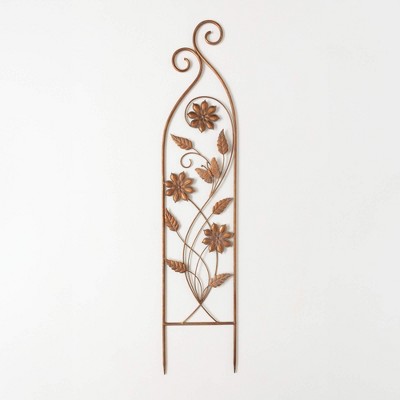 Sullivans 42" Graceful Flower Metal Trellis, Brown