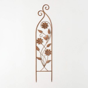 Sullivans 42" Graceful Flower Metal Trellis, Brown - 1 of 4