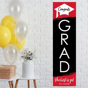 Big Dot of Happiness Red Graduation Party Door Decoration - Vertical Banner - 1 of 4