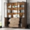 FUFU&GAGA Brown Woodgrain 4 Glass Door Storage Cabinet Bookcase - 2 of 4