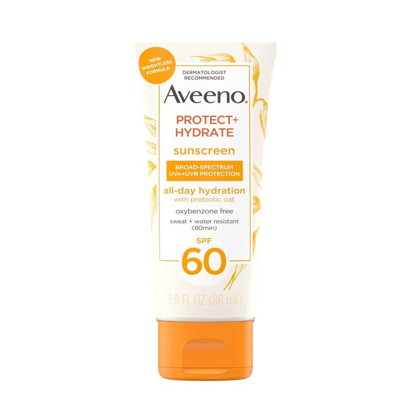 Aveeno Protect &#38; Hydrate Sunscreen Body Lotion - SPF 60 - 3 fl oz, 1 of 8