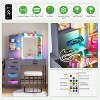 Vlsrka Vanity Desk with Sliding Mirror and LED Lights, RGB Vanity with Charging Station - 2 of 3