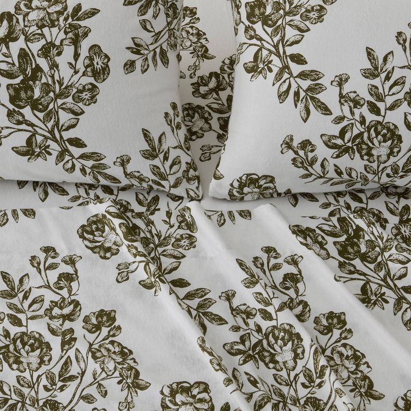 100% Turkish Cotton Classic Printed Flannel Sheet Set - Isla Jade, 1 of 8