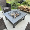 Fire Pit Table 32in Square Metal Firepit Stove Backyard Patio Garden Fireplace for Camping, Outdoor Heating, Bonfire and Picnic - 3 of 4