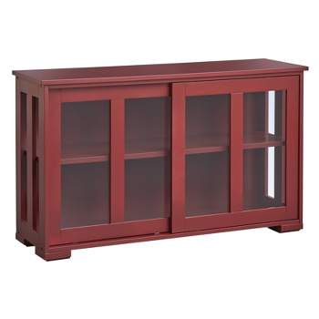 Pacific Stackable Cabinet with Sliding Glass Doors Red - Buylateral