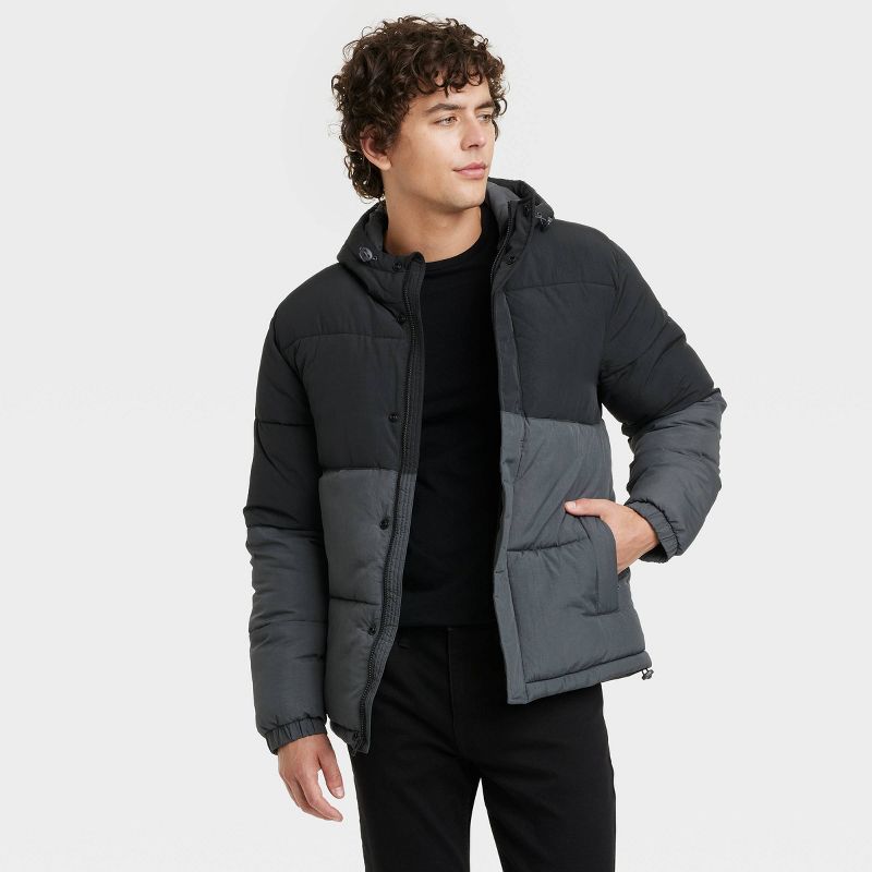 Men&#39;s Solid Midweight Puffer Jacket - Goodfellow &#38; Co&#8482; Black, 1 of 5